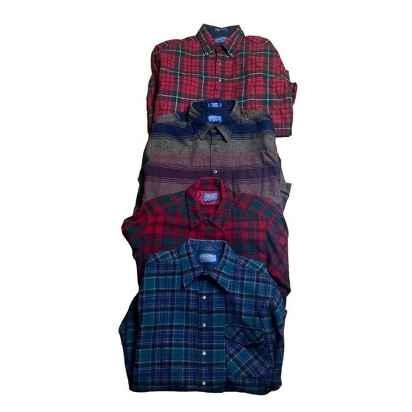 4 Item Pendleton Flannel Shirt Bundle Mens Large - Picture 1 of 9